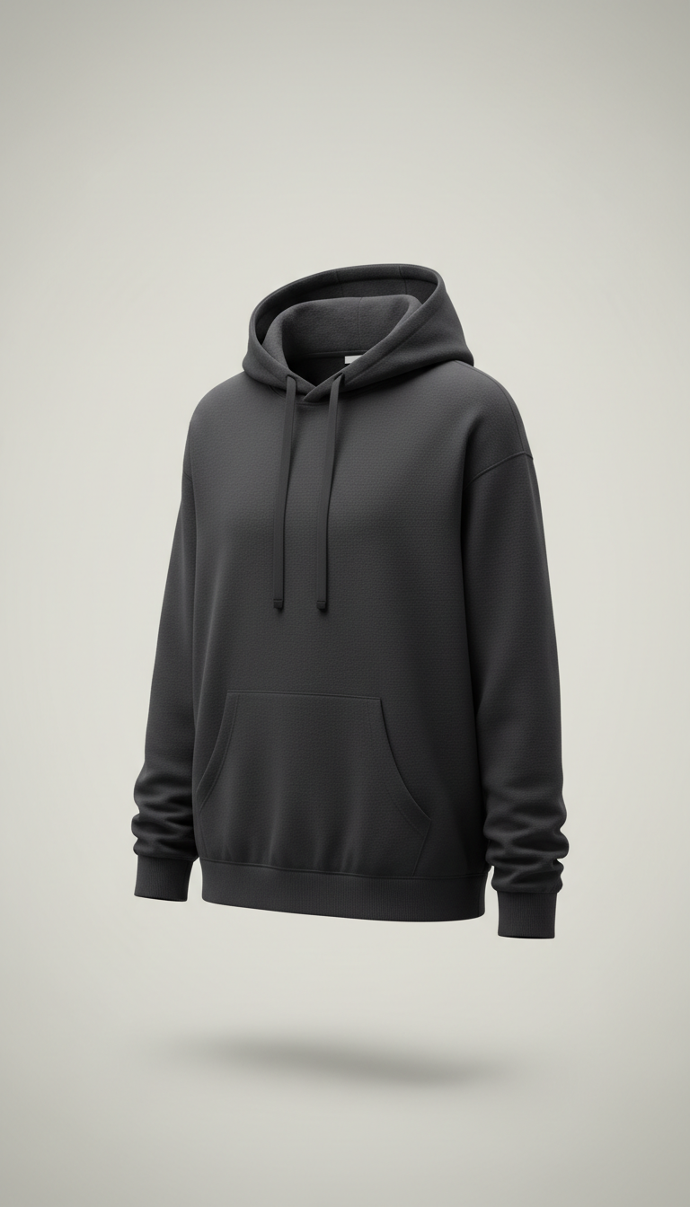 Felpa con cappuccio minimalista grigio antracite